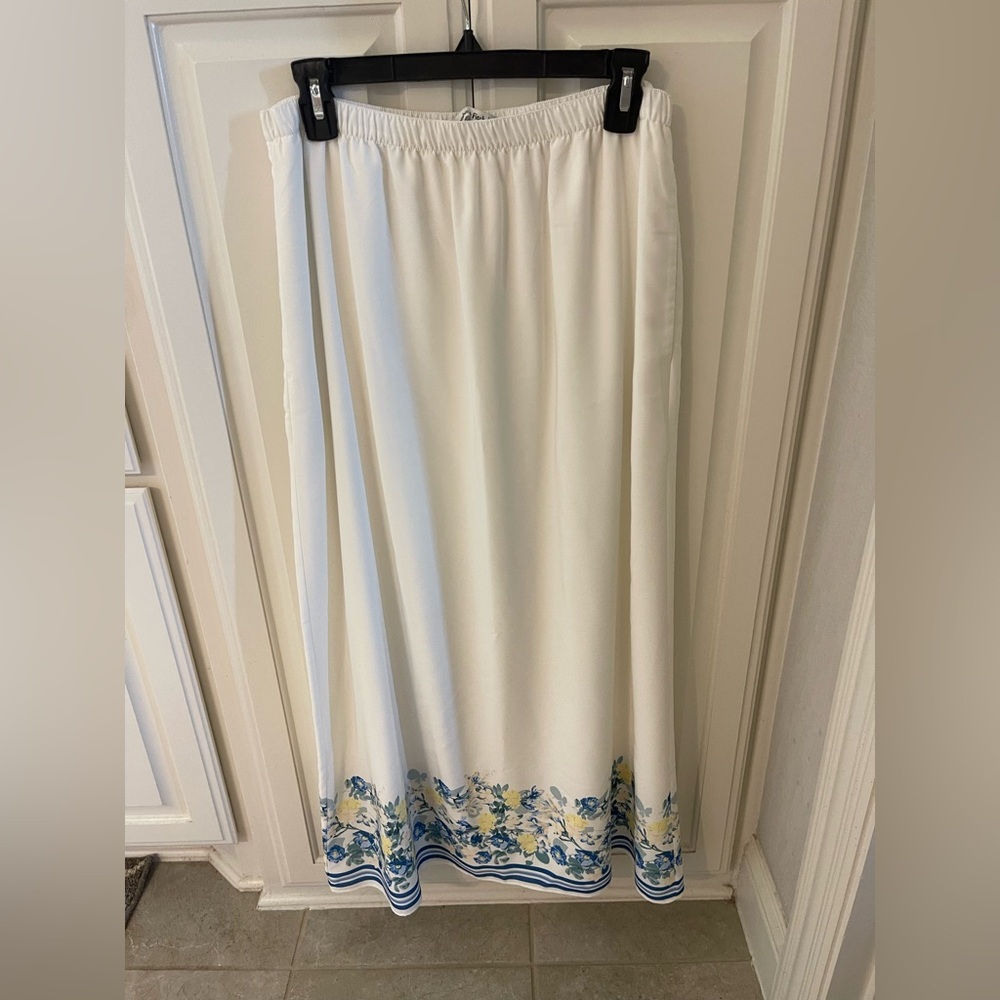 Abercrombie & Fitch White Skirt with Blue Floral Hem
